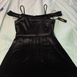 Black Crushed Velvet Skater Dress